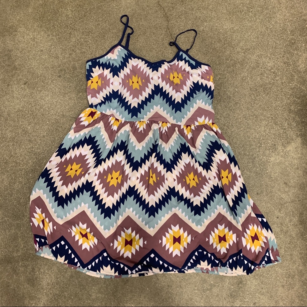 Summer Dress Navy Blue with Design
